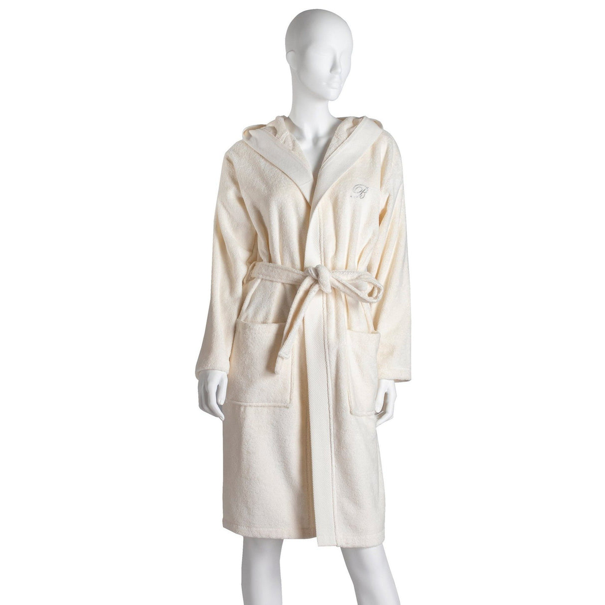 Accappatoio in Spugna di Cotone con Cappuccio Benessere Blumarine Perla