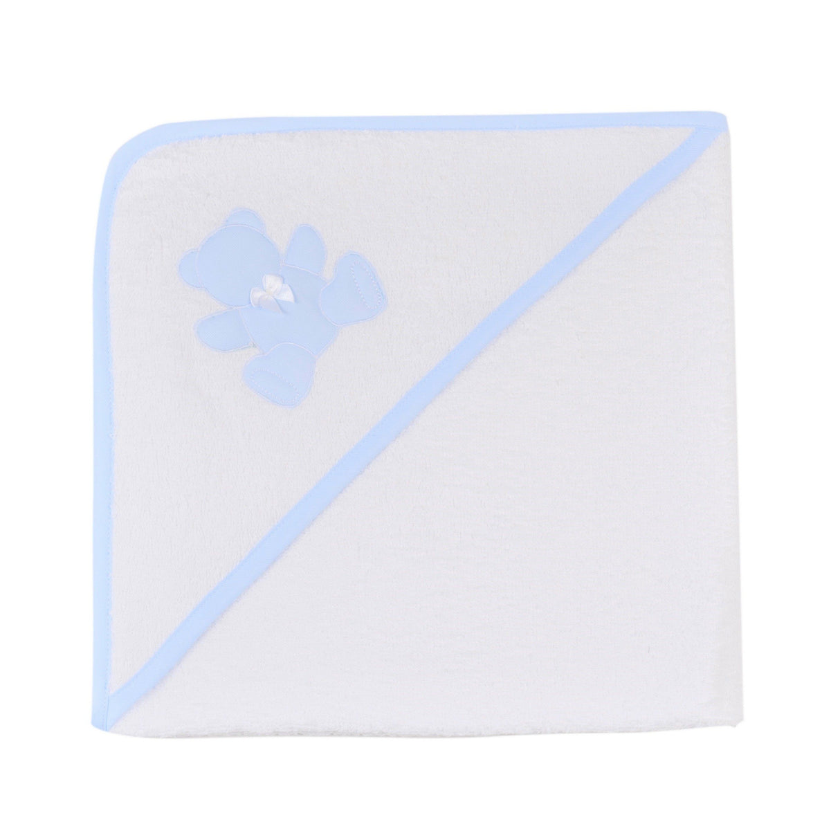 Accappatoio da Neonato con Cappuccio a Triangolo in Spugna di Puro Cotone - Teddy Accappatoio Bimbo Lisola Baby Cielo
