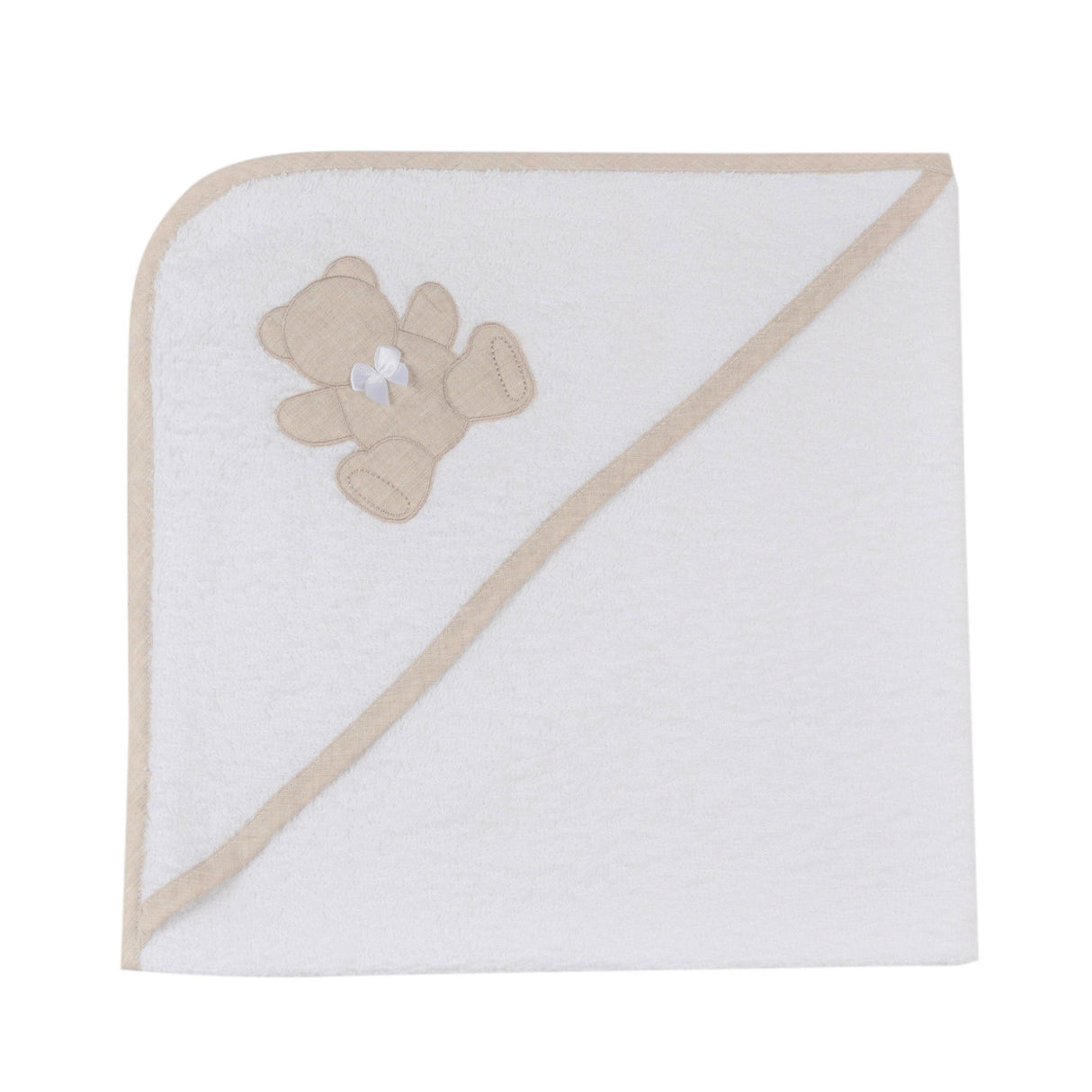 Accappatoio da Neonato con Cappuccio a Triangolo in Spugna di Puro Cotone - Teddy Accappatoio Bimbo Lisola Baby Lino