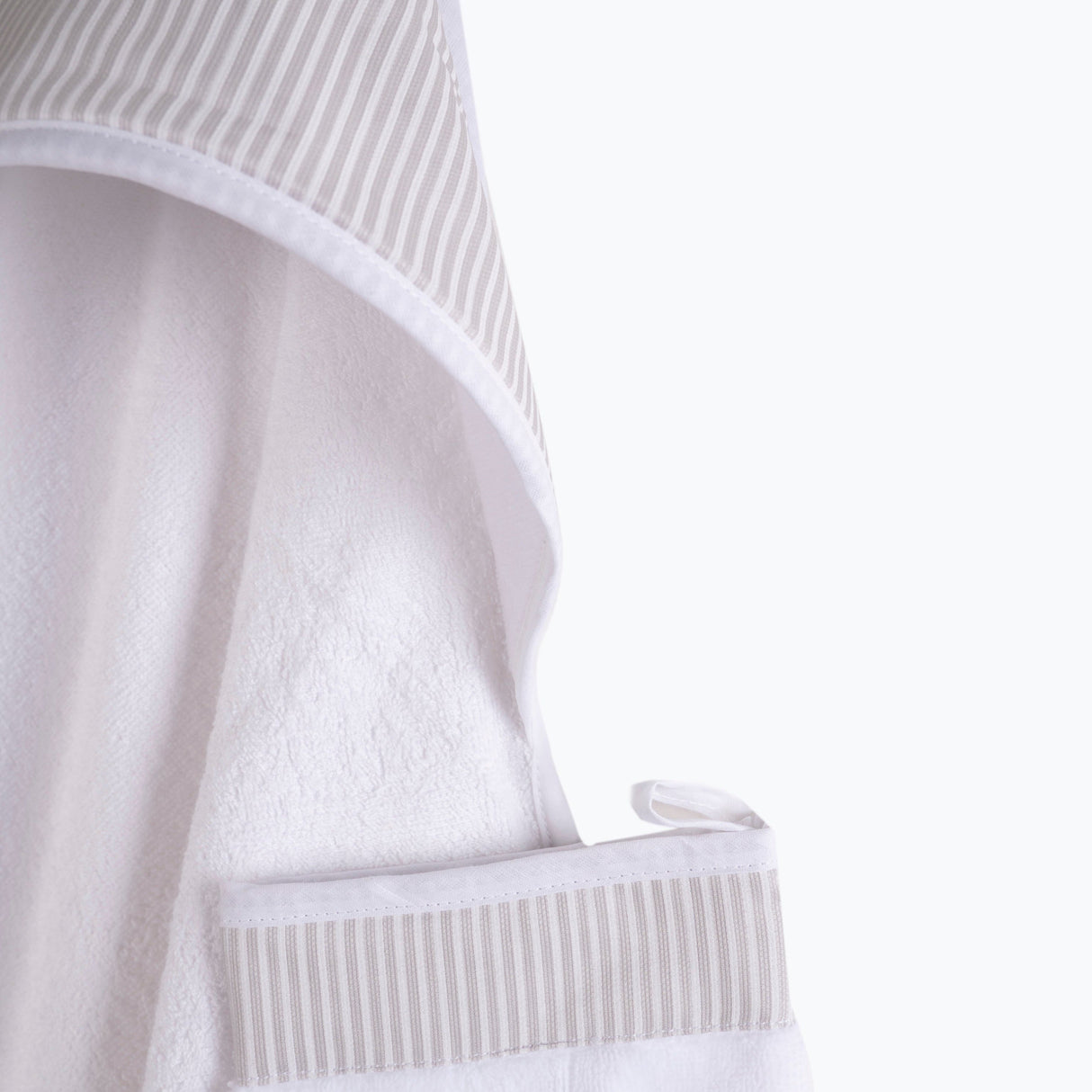 Accappatoio da Neonato in Spugna fibra di Bambù con Inserto in Piquet Rigato - Sona Accappatoio Bimbo Lisola Baby