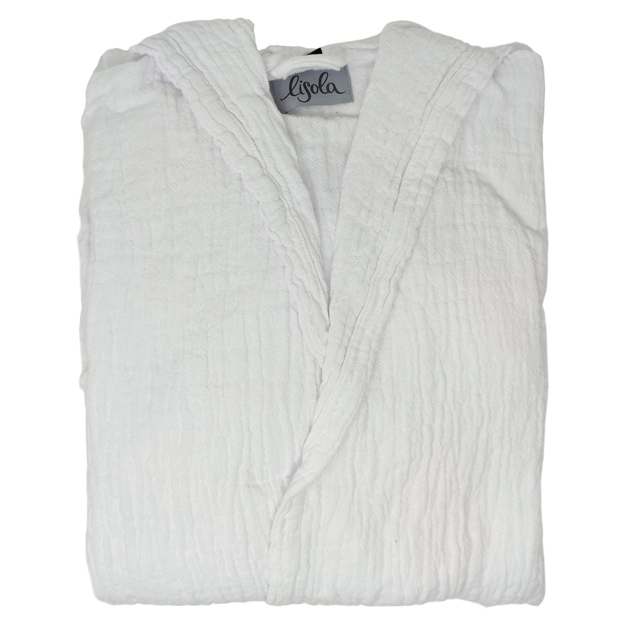 Accappatoio in Cotone Stonewashed con Cappuccio - Punto Accappatoio Lisola Small/Medium Bianco