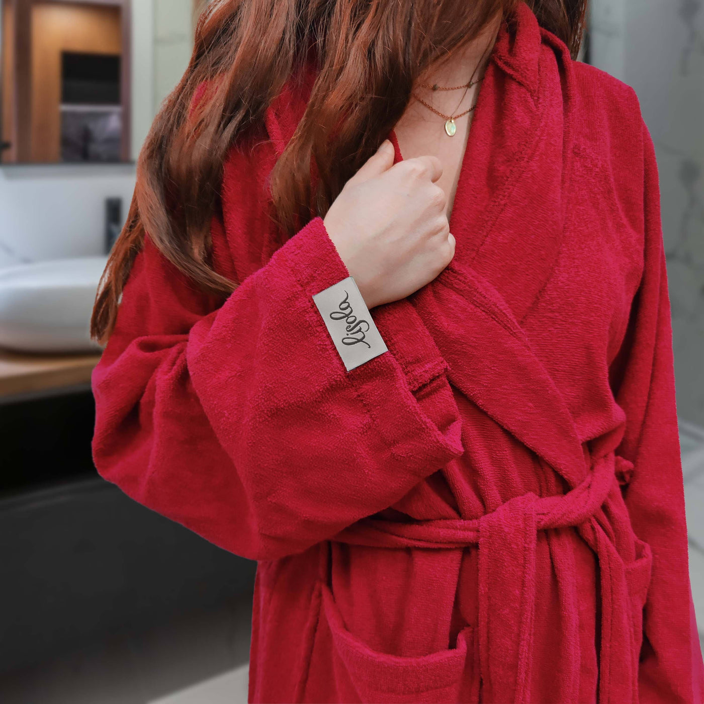 Accappatoio in Microspugna di puro cotone Pettinato con Cappuccio - Gymmy Accappatoio Lisola