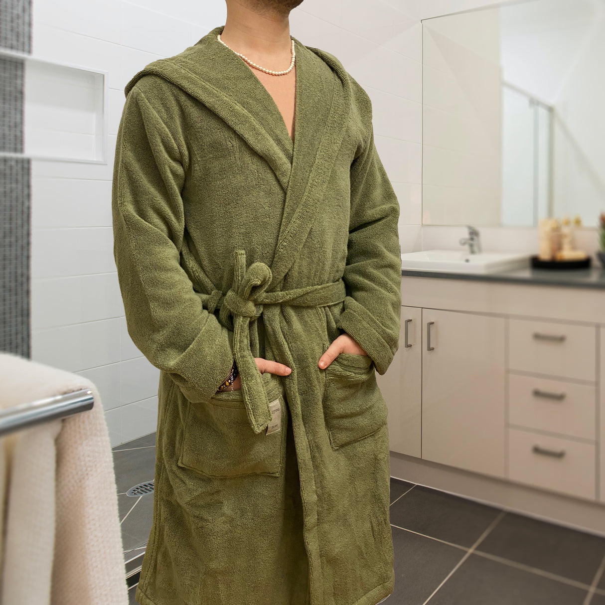 Accappatoio in Spugna di Cotone con Cappuccio - Coccola Accappatoio Fazzini