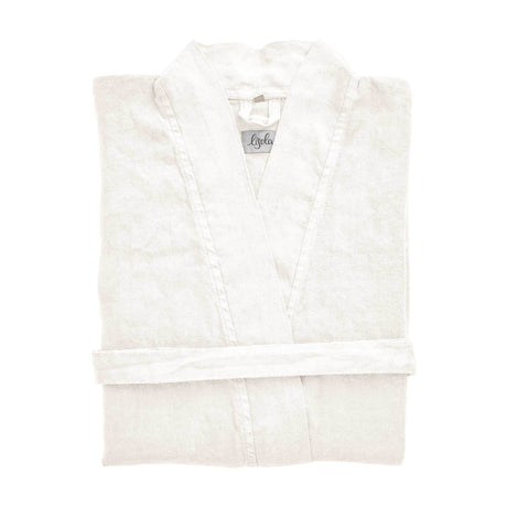 Accappatoio Kimono in Panamà di Puro LINO - Panamà Accappatoio Lisola Bianco Small/Medium