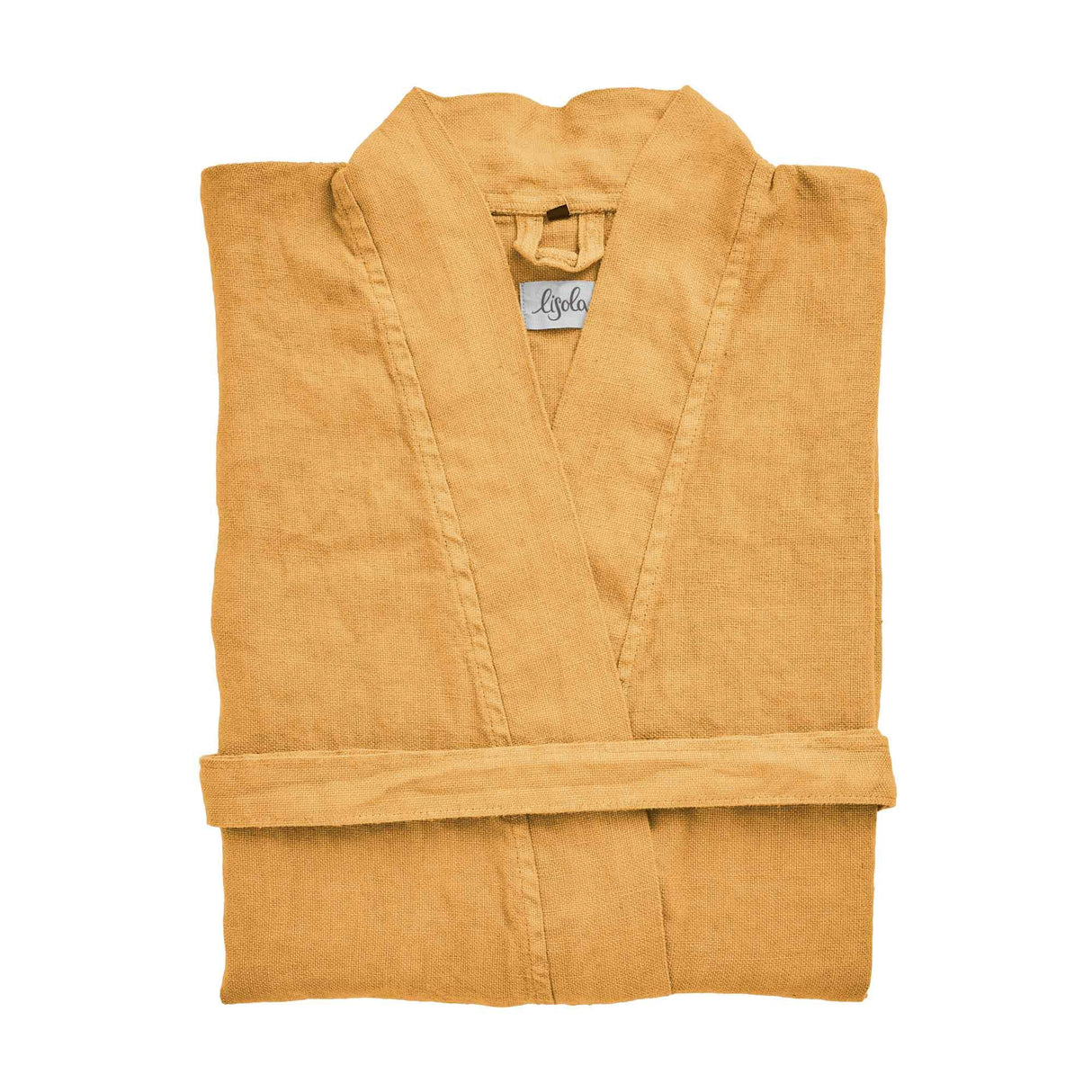 Accappatoio Kimono in Panamà di Puro LINO - Panamà Accappatoio Lisola Giallo (Senape) Small/Medium