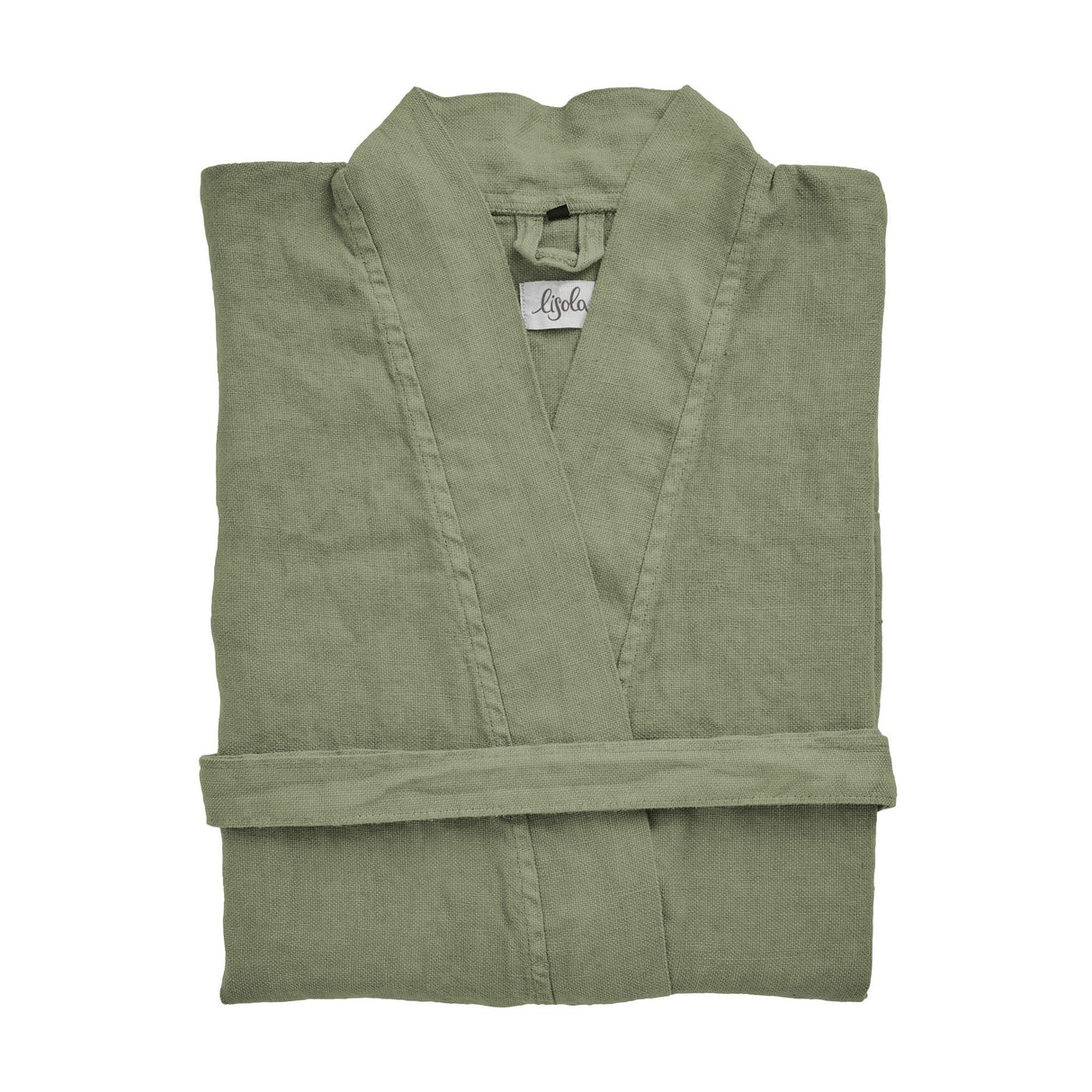 Accappatoio Kimono in Panamà di Puro LINO - Panamà Accappatoio Lisola Verde (Bosco) Small/Medium