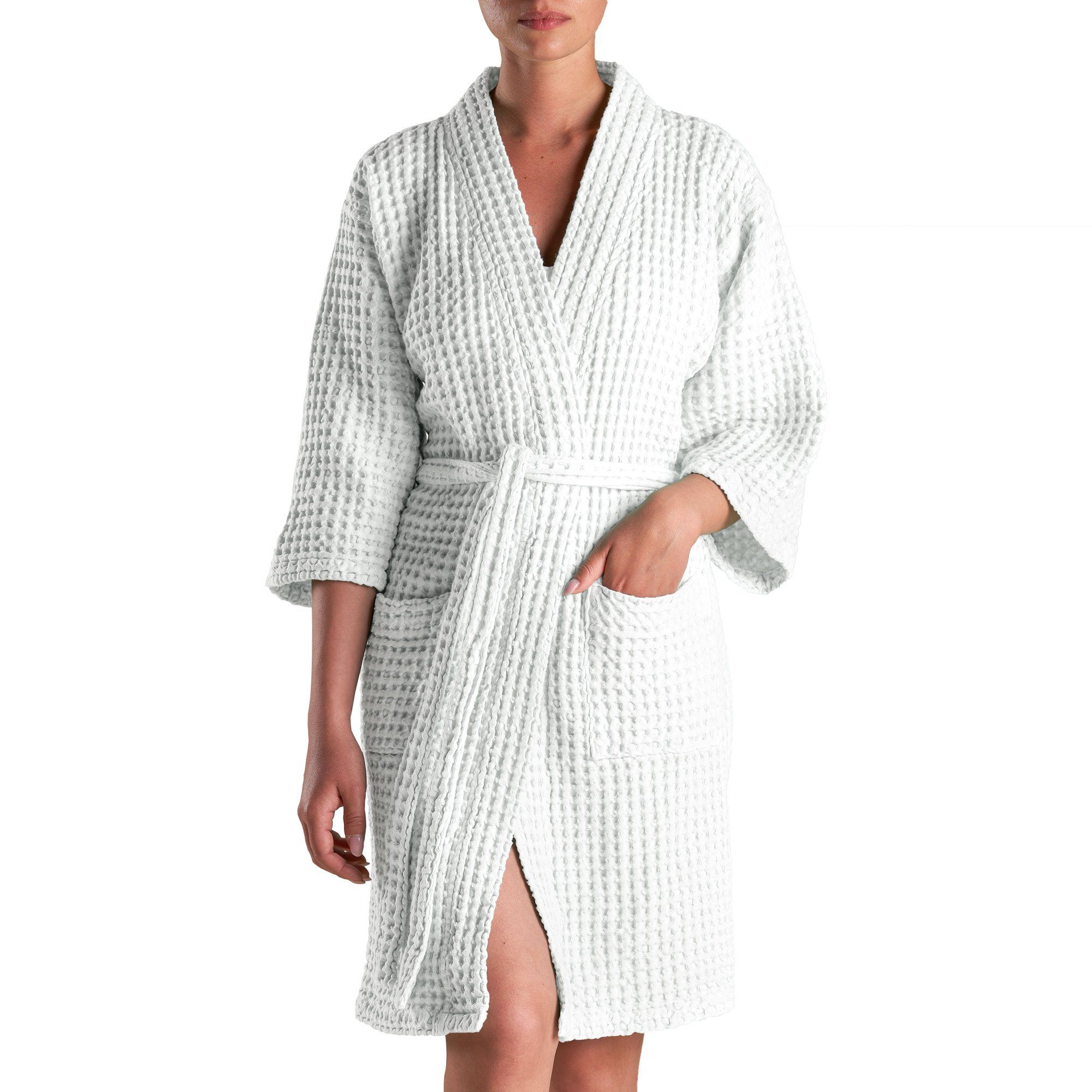 Accappatoio Kimono Nido d'Ape in puro Cotone - Jaspy Sole Accappatoio Biancoperla S/M Bianco