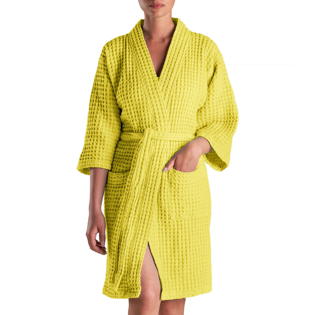 Accappatoio Kimono Nido d'Ape in puro Cotone - Jaspy Sole Accappatoio Biancoperla S/M Camomilla