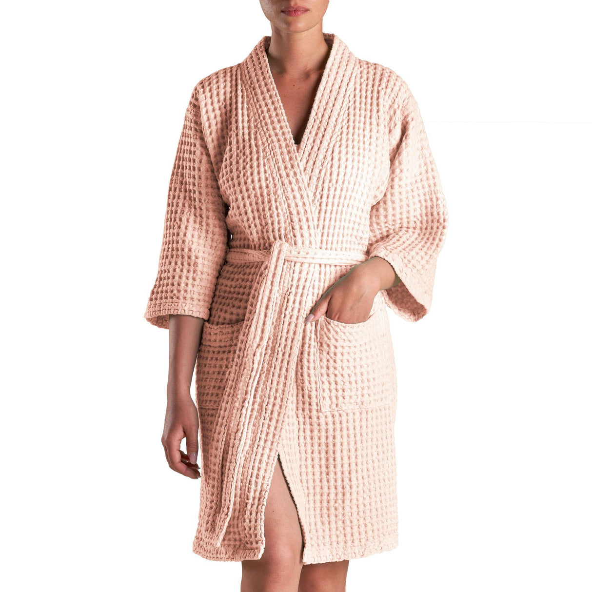 Accappatoio Kimono Nido d'Ape in puro Cotone - Jaspy Sole Accappatoio Biancoperla S/M Conchiglia