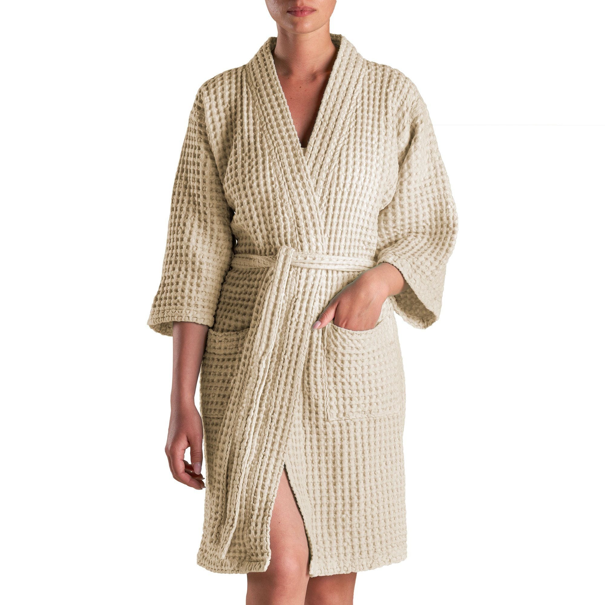 Accappatoio Kimono Nido d'Ape in puro Cotone - Jaspy Sole Accappatoio Biancoperla S/M Corda