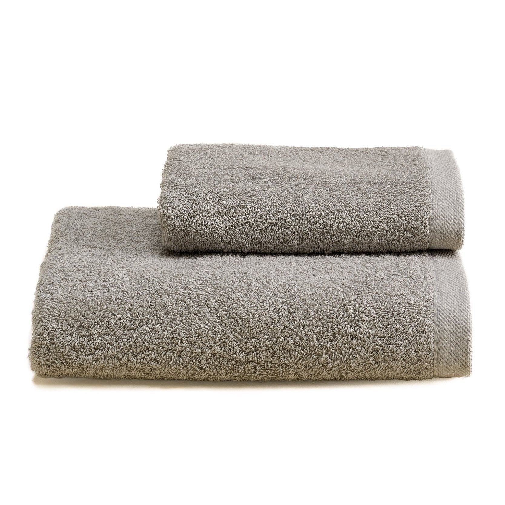 Asciugamani in Spugna di Cotone Tinta Unita - Perla Coppia di spugna Lisola Grigio Medio (Estadio)