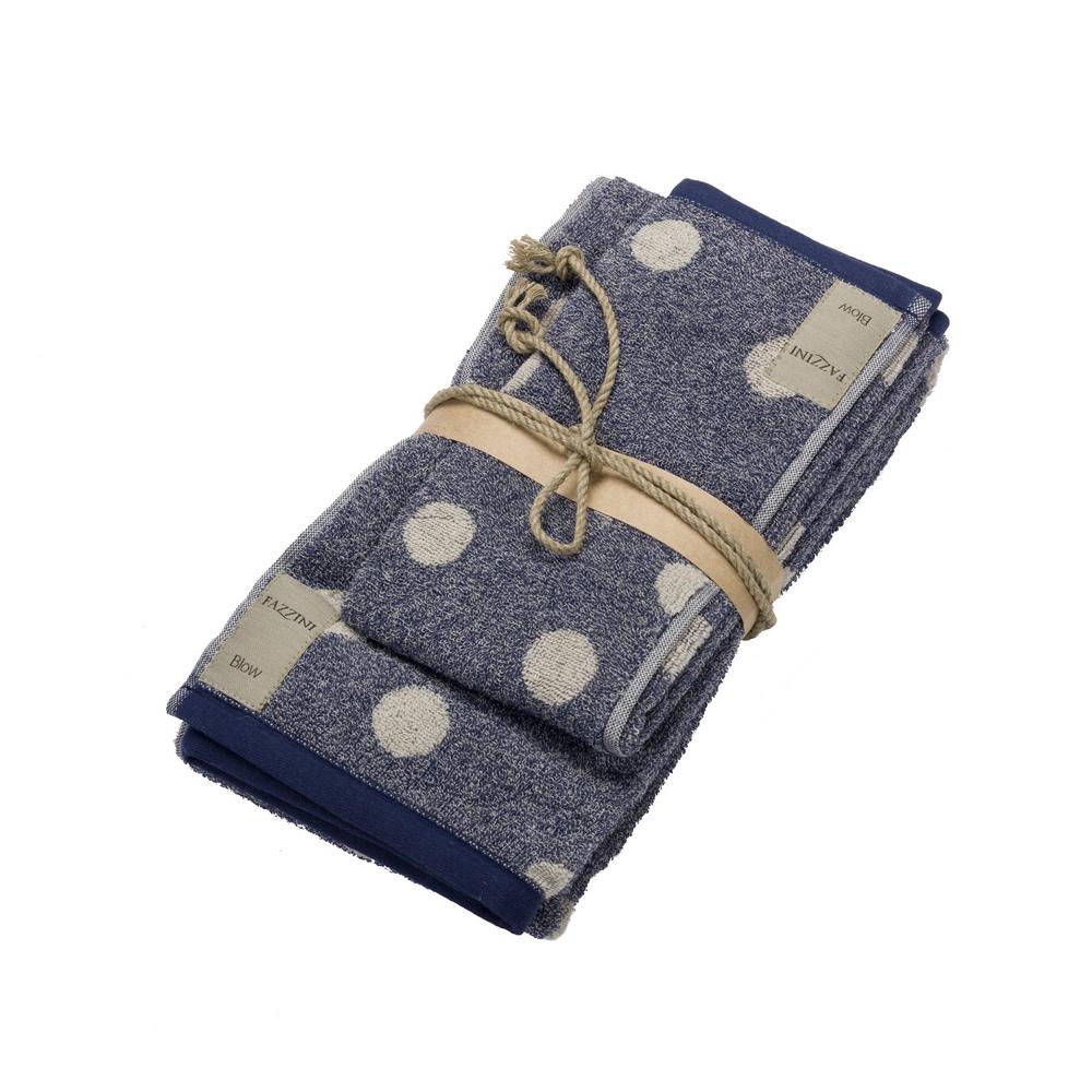 Asciugamani in Spugna di Cotone tinto in filo - Righe/Pois Coppia di spugna Fazzini Blu Pois