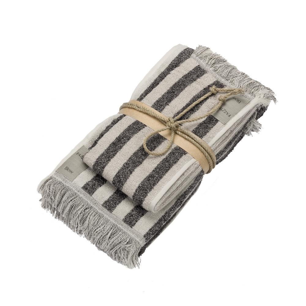 Asciugamani in Spugna di Cotone tinto in filo - Righe Coppia di spugna Fazzini Grigio