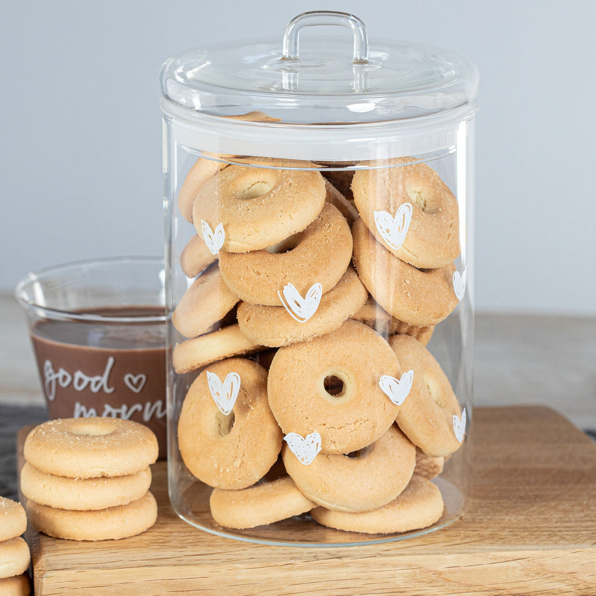 Barattolo in Vetro Borosilicato Serigrafato - Cuori Barattolo Simple Day