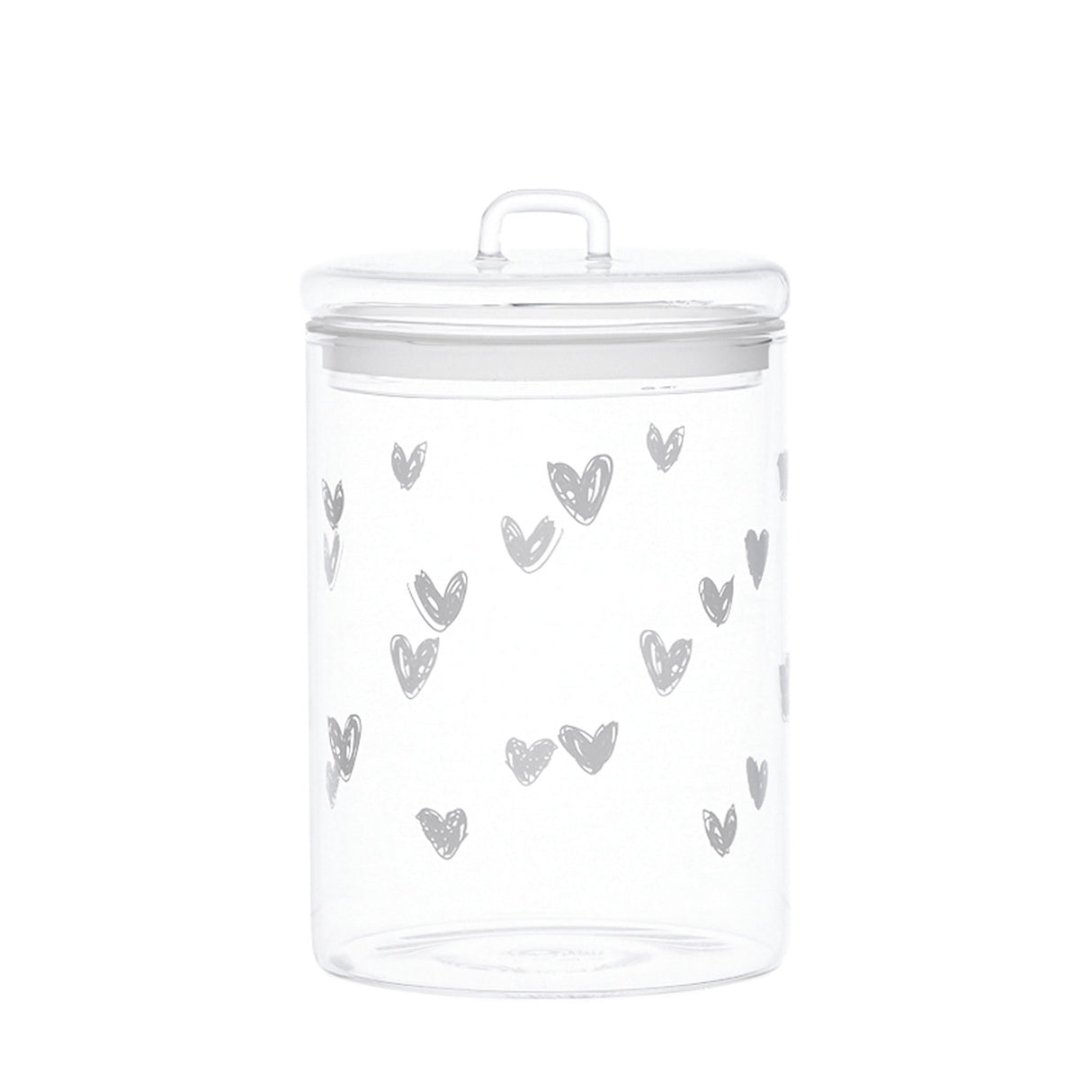 Barattolo in Vetro Borosilicato Serigrafato - Cuori Barattolo Simple Day Bianco