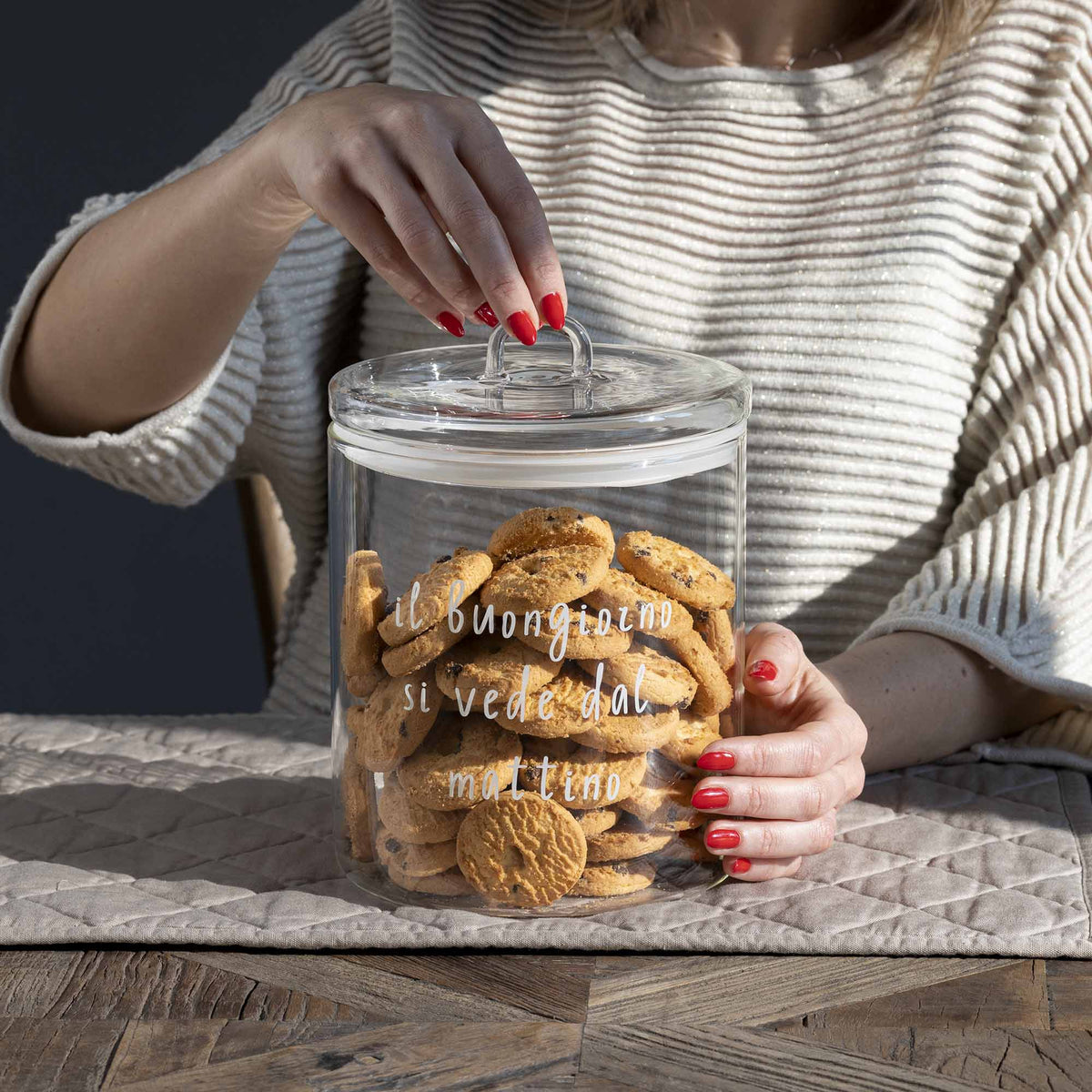 Barattolo Biscotti Vetro Borosilicato 3L - Collezione I Garbati, Hermetico Per Dispensa - Foto 5