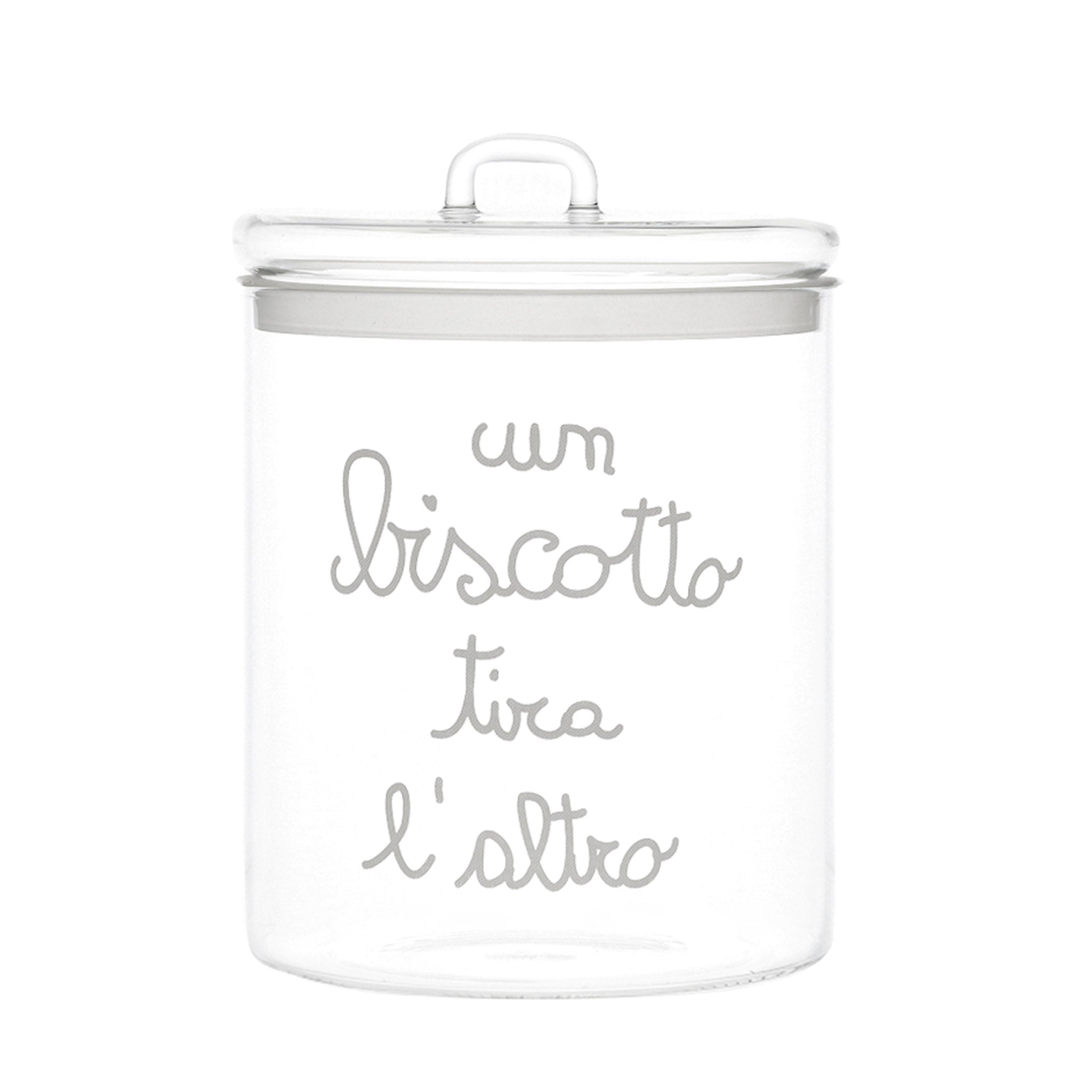 Barattolo in Vetro Borosilicato Serigrafato - Un Biscotto Tira L'Altro Barattolo Simple Day Bianco
