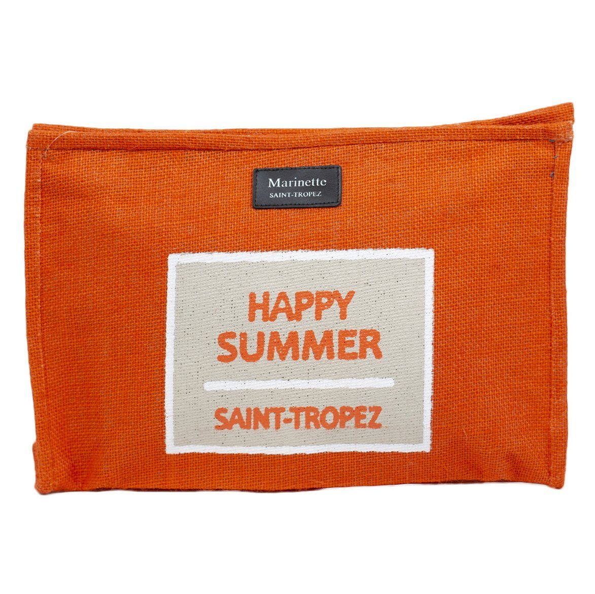 Borsa Mare e Trousse in Juta Tinta Unita - Happy Borsa Mare Marinette Saint-Tropez Trousse Corallo