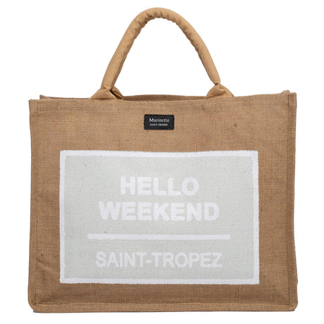 Borsa Mare e Trousse in Juta Tinta Unita - Hello Borsa Mare Marinette Saint-Tropez Borsa Mare Beige