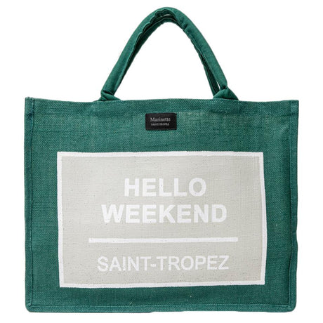 Borsa Mare in Puro Juta Tinta Unita - Hello Borsa Mare Marinette Saint-Tropez Verde Chiaro