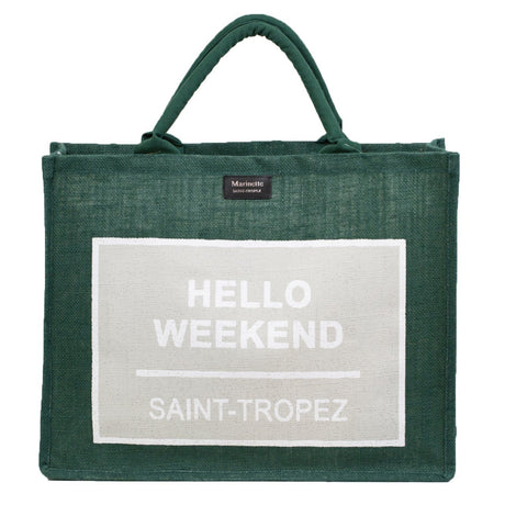 Borsa mare in Puro Cotone - Hello Borsa Mare Marinette Saint-Tropez Verde Scuro
