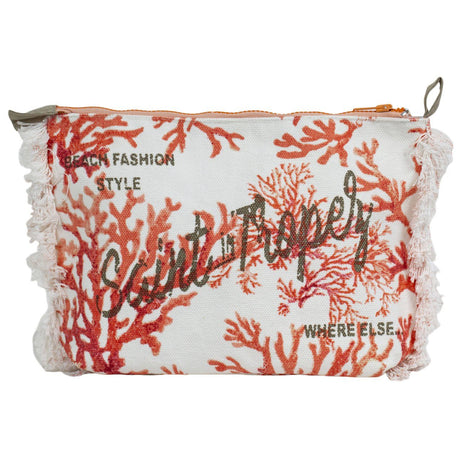 Borsa Mare e Trousse in Puro Cotone Fantasia Corallo - Phocea Borsa Mare Marinette Saint-Tropez Corallo Trousse