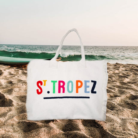 Borsa Mare o Trousse in Puro Cotone con Frangette - Legende Borsa Mare Marinette Saint-Tropez