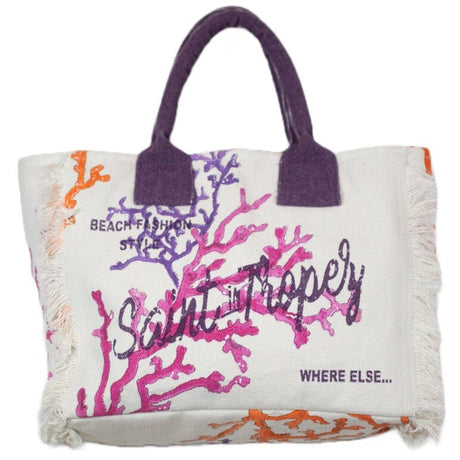 Borsa Mare o Trousse in Puro Cotone Fantasia Coralli - Canoubier Borsa Mare Marinette Saint-Tropez Borsa Mare 37x33cm Fucsia