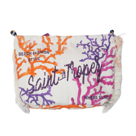 Borsa Mare o Trousse in Puro Cotone Fantasia Coralli - Canoubier Borsa Mare Marinette Saint-Tropez Trousse Fucsia