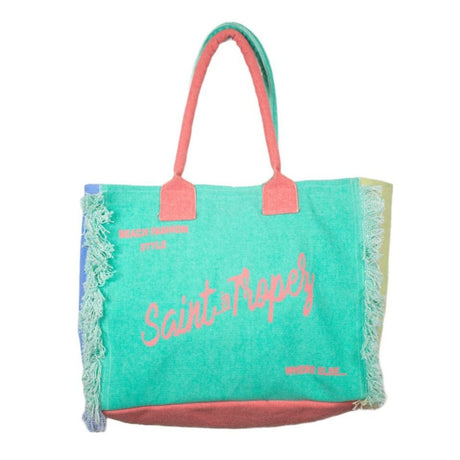Borsa Mare o Trousse in Puro Cotone Fantasia Stampata - Icone Borsa Mare Marinette Saint-Tropez Borsa Mare Grande Pompelmo/Turchese