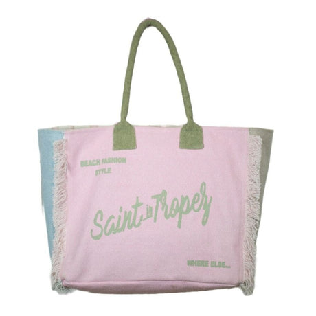 Borsa Mare o Trousse in Puro Cotone Fantasia Stampata - Icone Borsa Mare Marinette Saint-Tropez Borsa Mare Grande Verde/Rosa