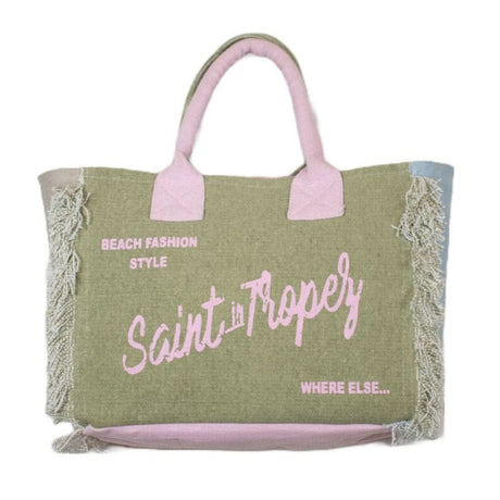 Borsa Mare o Trousse in Puro Cotone Fantasia Stampata - Icone Borsa Mare Marinette Saint-Tropez Borsa Mare Verde/Rosa