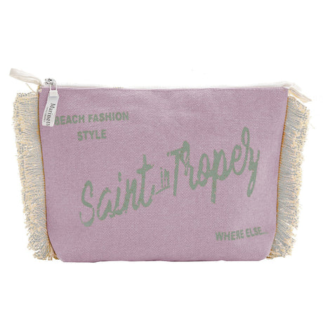 Borsa Mare o Trousse in Puro Cotone Fantasia Stampata - Icone Borsa Mare Marinette Saint-Tropez Trousse Verde/Rosa