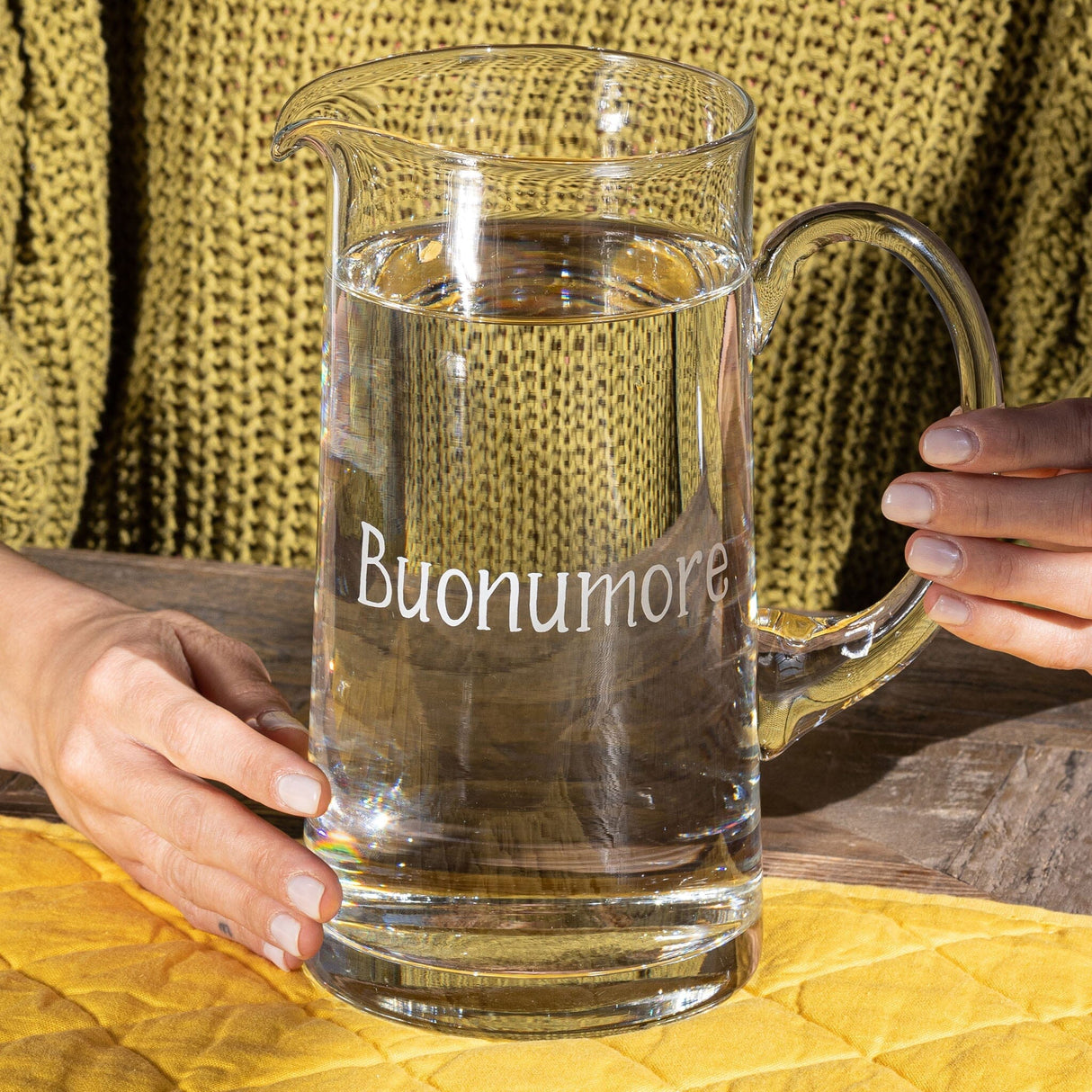 Brocca in Vetro Soffiato Serigrafata - Buonumore Brocca Simple Day