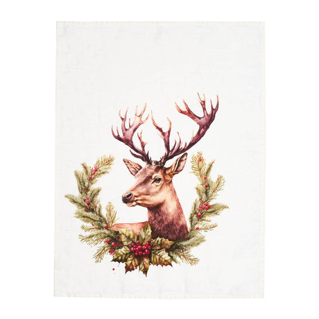 Canovaccio in Lino Stonewashed Stampa - Cervo Natalizio Canovaccio Simple Day