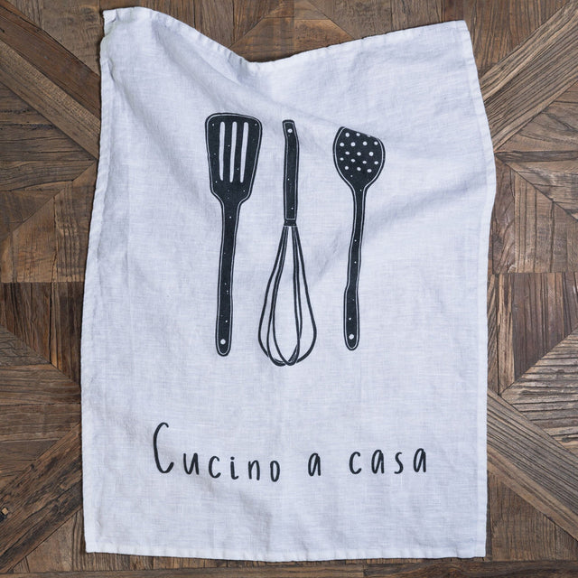 Canovaccio in Lino Stonewashed Stampa - Cucino a Casa Canovaccio Simple Day