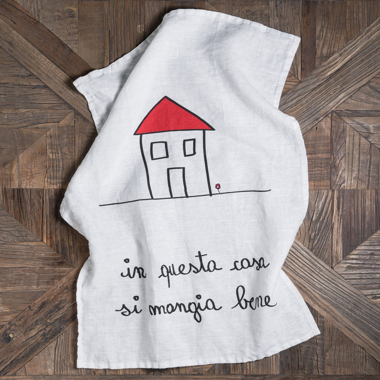 Canovaccio in Lino Stonewashed Stampa - In Questa Casa Canovaccio Simple Day