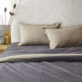 Completo Copripiumino in Cotone StoneWash con Balza in lino - Sierra Copripiumino Lisola