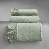 Completo Copripiumino in Cotone Stonewashed No Stiro con Galetta in Lino - Juliette Completo Copriupiumino Lisola Matrimoniale Mango