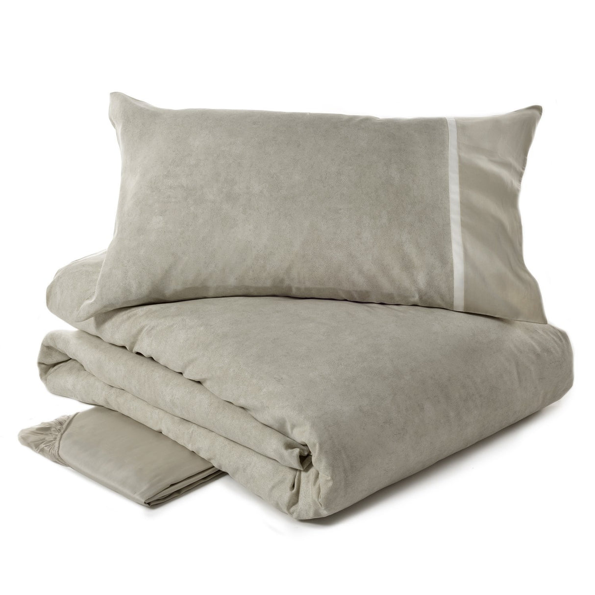 Completo Copripiumino in Percalle di cotone con balza tinta unita - Galuchat Copripiumino Fazzini Matrimoniale Panna