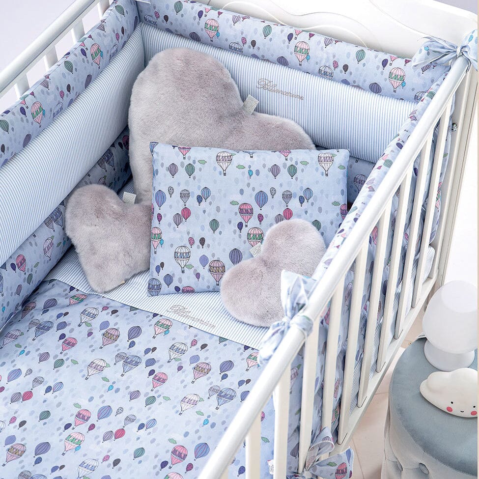 Completo Copripiumino in Percalle di Cotone per Lettino - Mongolfiera Set Copripiumino Blumarine Baby