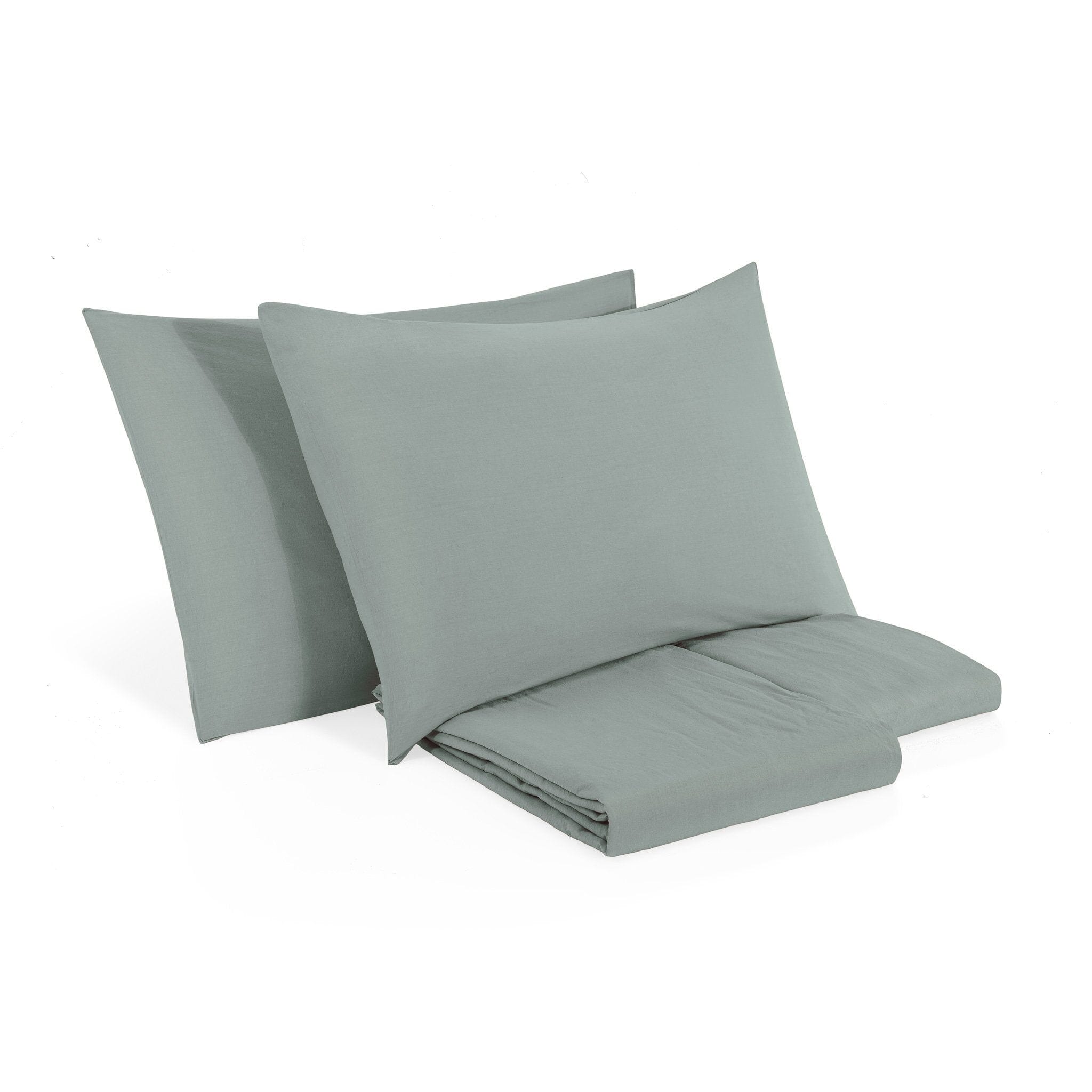 Completo Copripiumino in Puro Cotone StoneWashed No Stiro - Senna Copripiumino Lisola Stone Singolo Cenere