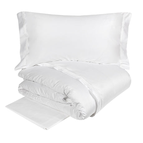 Completo Copripiumino in Raso di Cotone con Macramè Smerlato - Castello Copripiumino Fazzini Atelier Matrimoniale Bianco