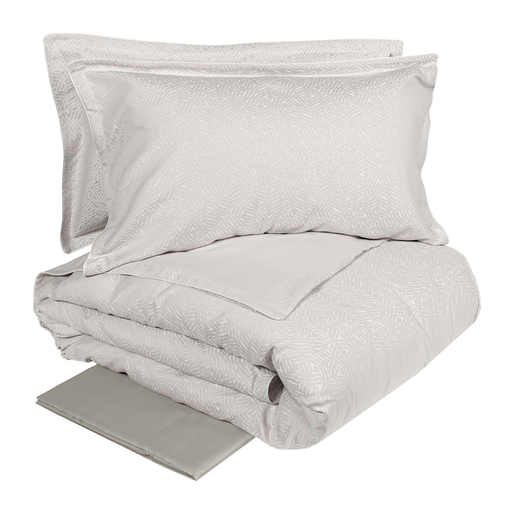 Completo Copripiumino in Raso di Cotone Reversibile con Piping - City Life Copripiumino Fazzini Atelier Matrimoniale Grigio