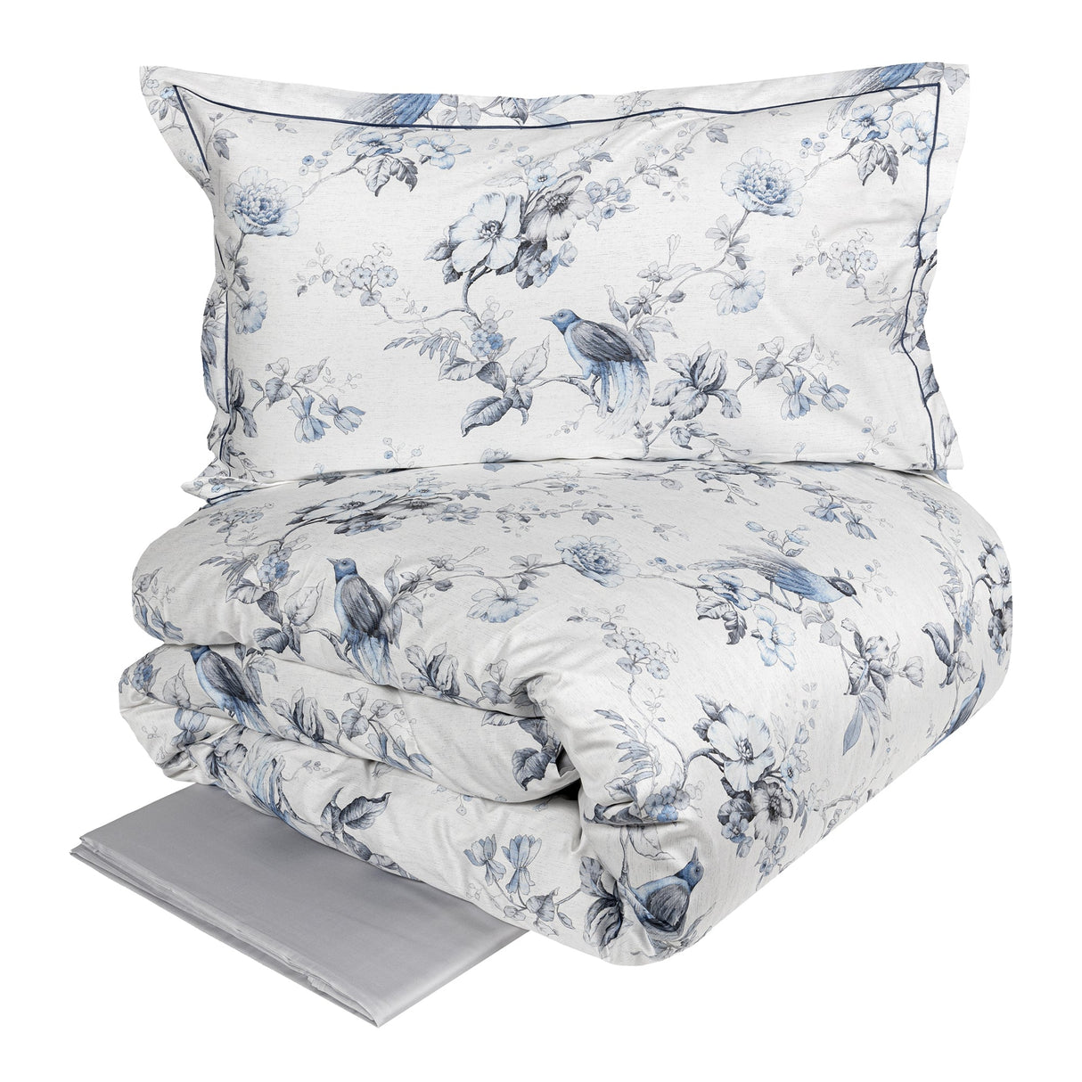 Completo Copripiumino in Raso di Cotone Reversibile - La Maggiolina Copripiumino Fazzini Atelier Matrimoniale Blu