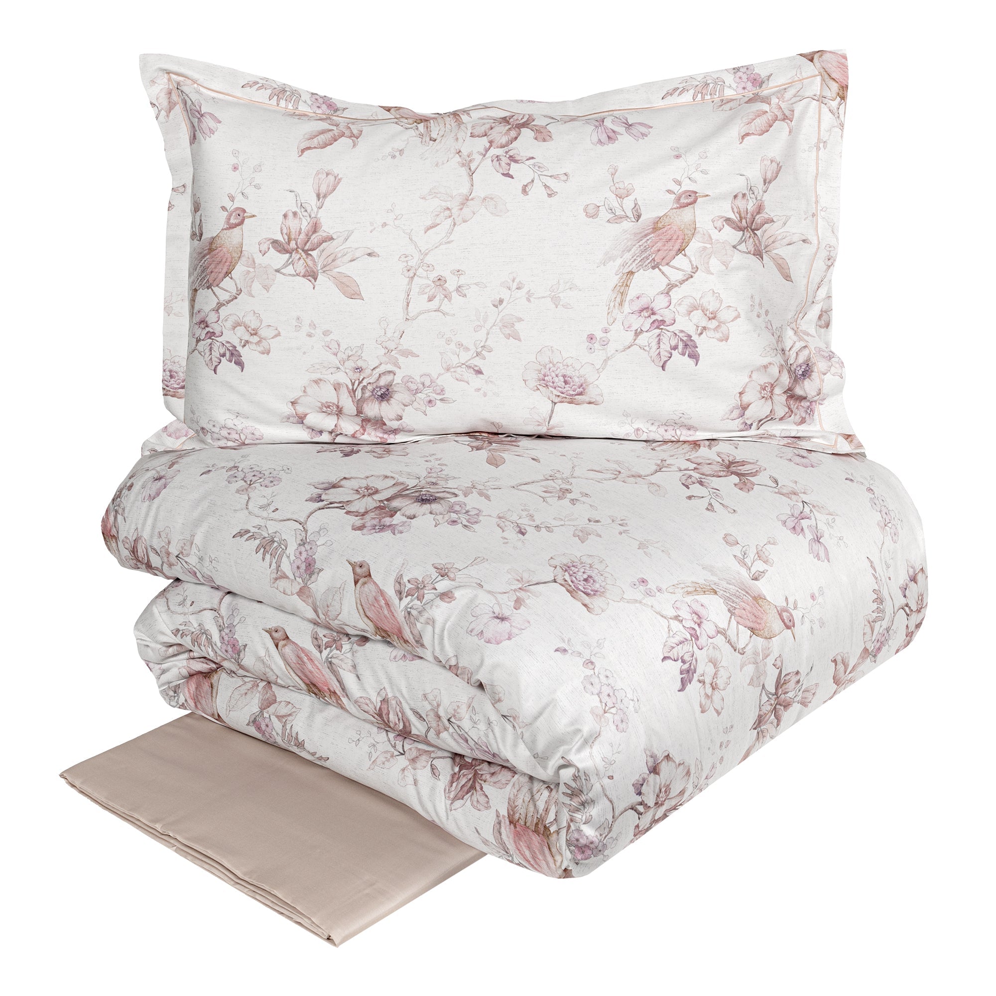 Completo Copripiumino in Raso di Cotone Reversibile - La Maggiolina Copripiumino Fazzini Atelier Matrimoniale Rosa