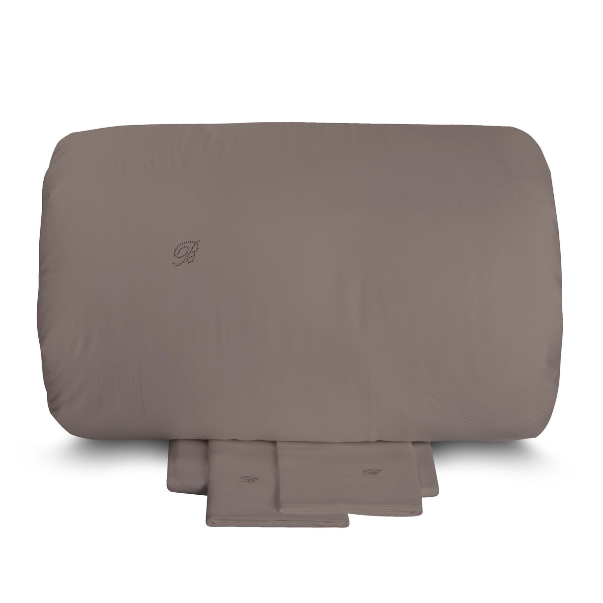 Completo Copripiumino in Raso di Cotone Tinta Unita - Lory Copripiumino Blumarine Matrimoniale Cenere