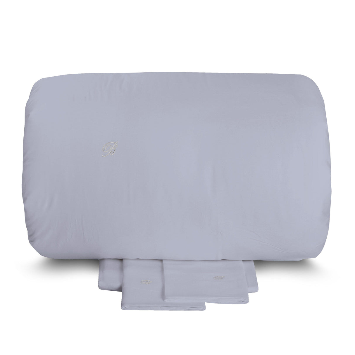 Completo Copripiumino in Raso di Cotone Tinta Unita - Lory Copripiumino Blumarine Matrimoniale Stone Blu