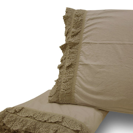 Completo Lenzuola 100% Puro Cotone - Taba Lenzuola Creole Home Singolo Sabbia