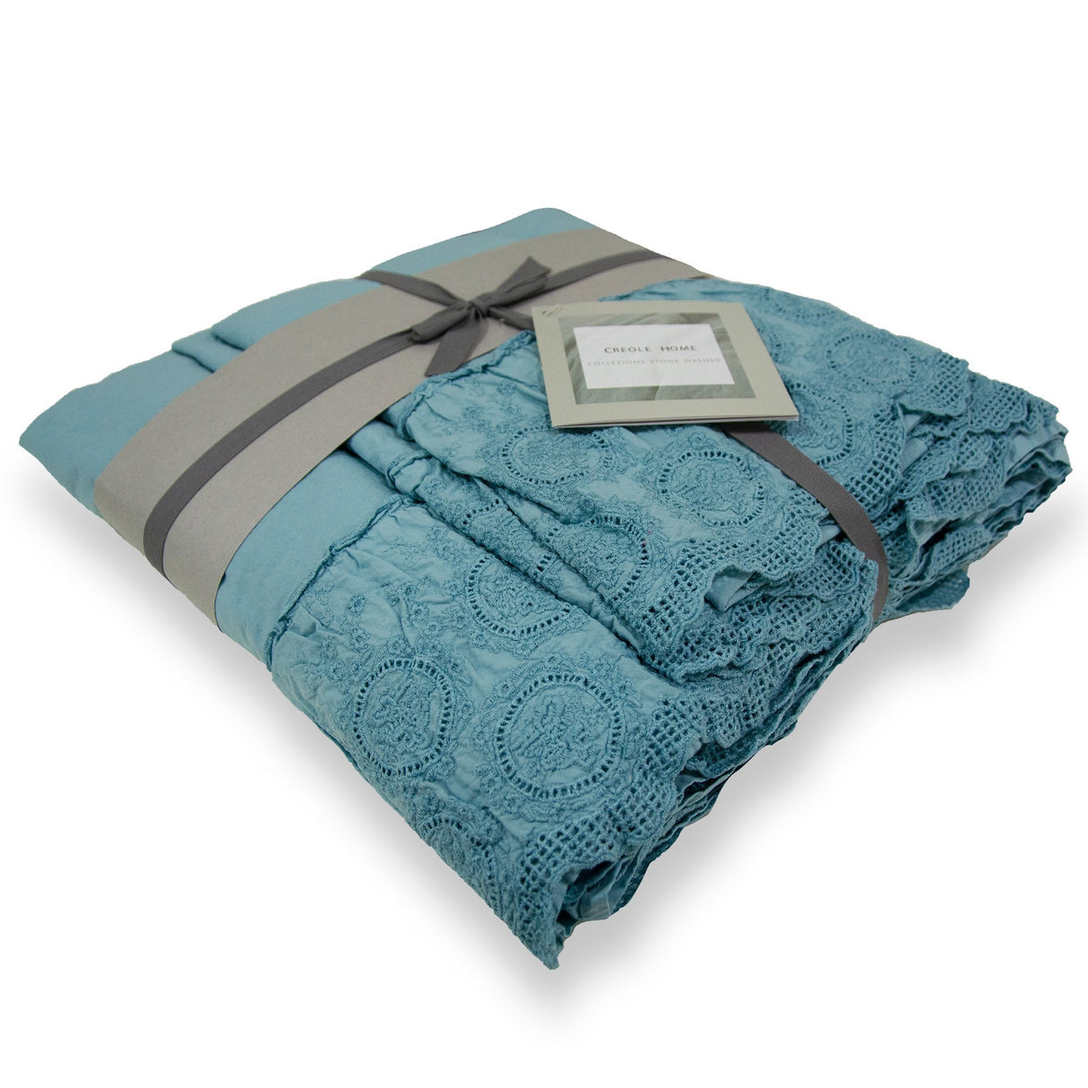 Completo Lenzuola 100% Puro Cotone Stone Washed - Betty Lenzuola Creole Home Singolo Turchese